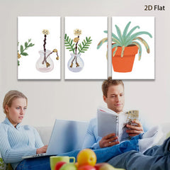 2D flat 1pc Botanical Vases & Potted Plant Farmhouse Wall Art Living Room Bedroom Decor Gallery Wrapped Canvas Prints Modern Minimalist Aesthetic Art