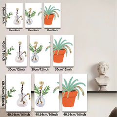2D flat 1pc Botanical Vases & Potted Plant Farmhouse Wall Art Living Room Bedroom Decor Gallery Wrapped Canvas Prints Modern Minimalist Aesthetic Art