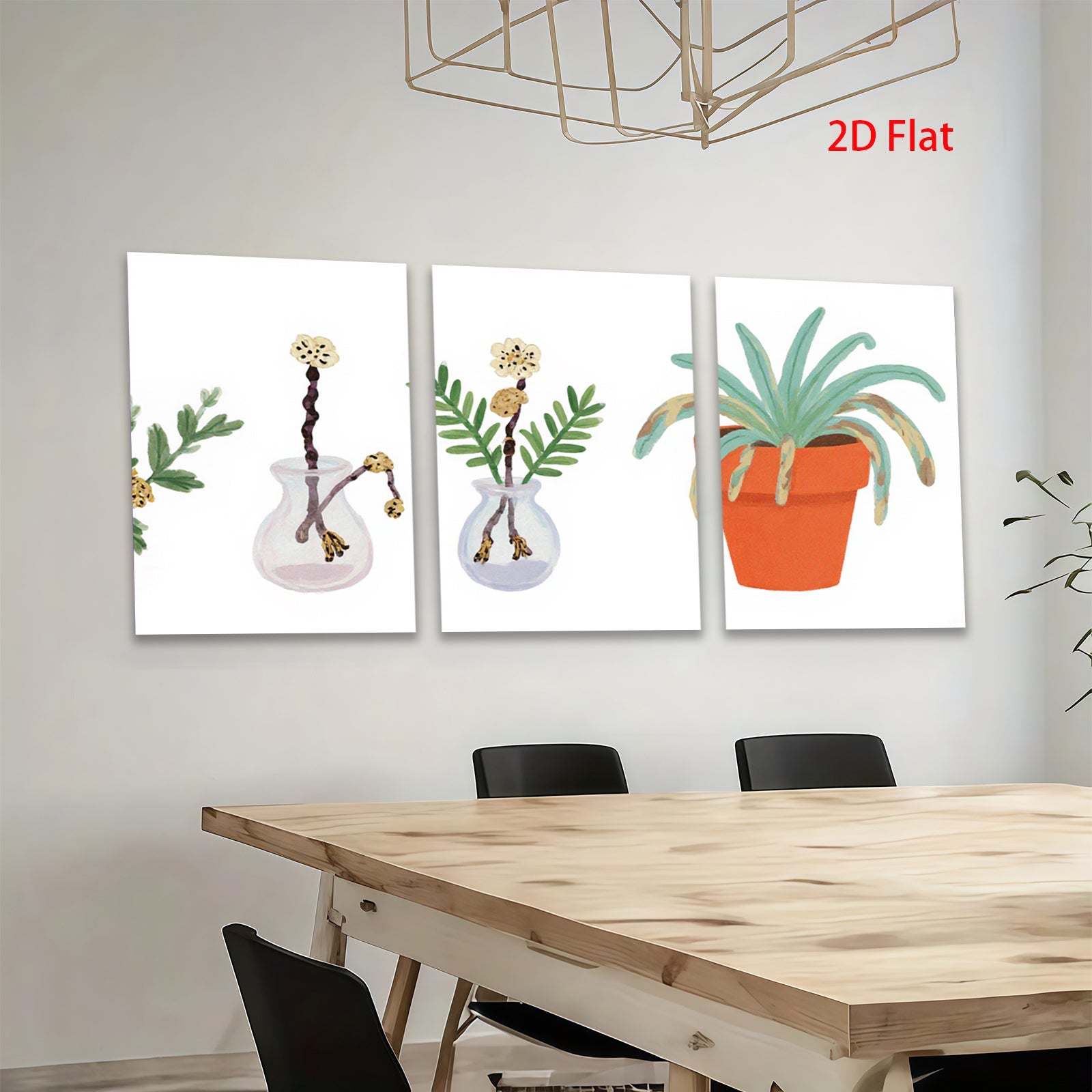 2D flat 1pc Botanical Vases & Potted Plant Farmhouse Wall Art Living Room Bedroom Decor Gallery Wrapped Canvas Prints Modern Minimalist Aesthetic Art