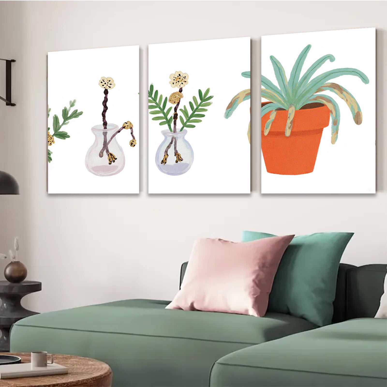2D flat 1pc Botanical Vases & Potted Plant Farmhouse Wall Art Living Room Bedroom Decor Gallery Wrapped Canvas Prints Modern Minimalist Aesthetic Art