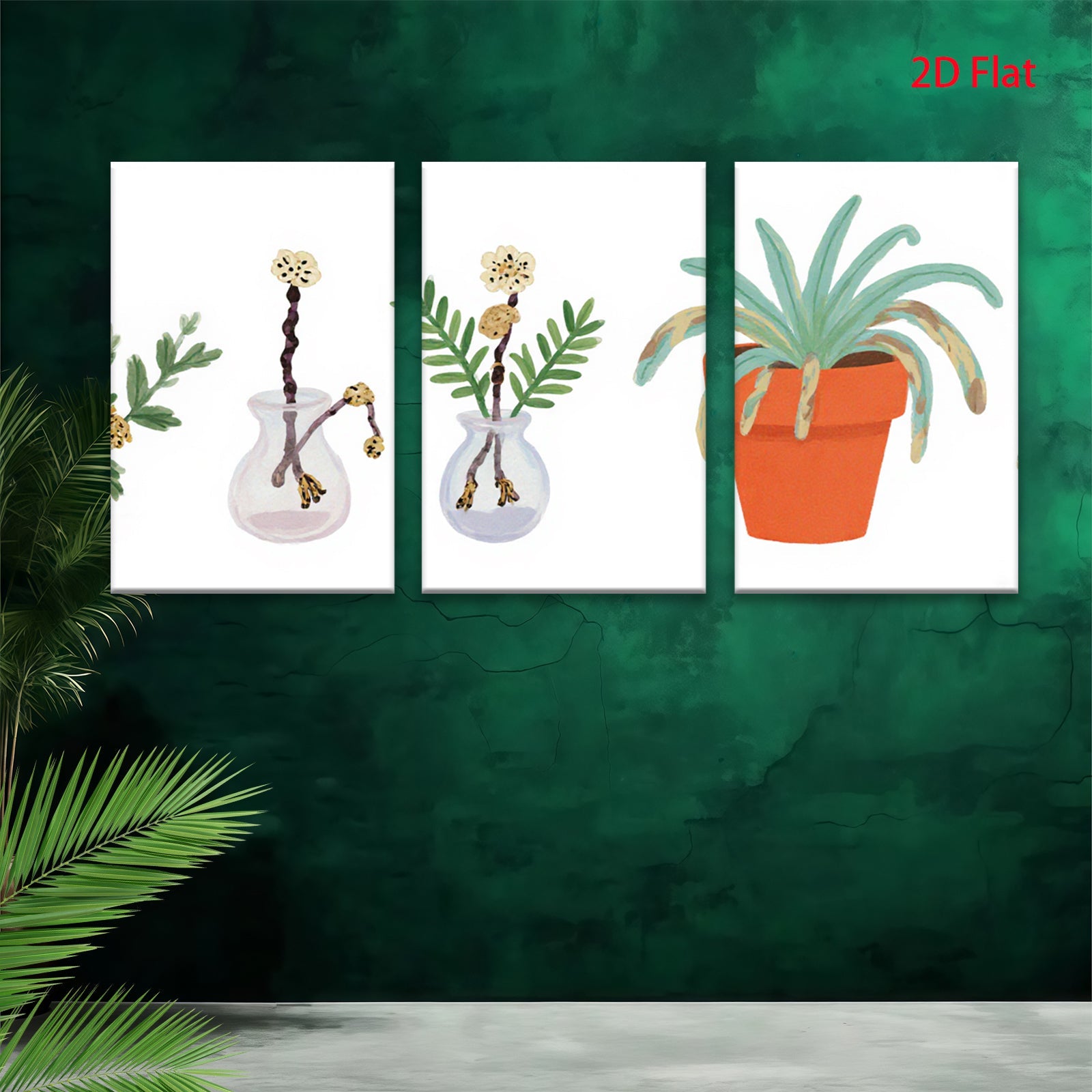 2D flat 1pc Botanical Vases & Potted Plant Farmhouse Wall Art Living Room Bedroom Decor Gallery Wrapped Canvas Prints Modern Minimalist Aesthetic Art