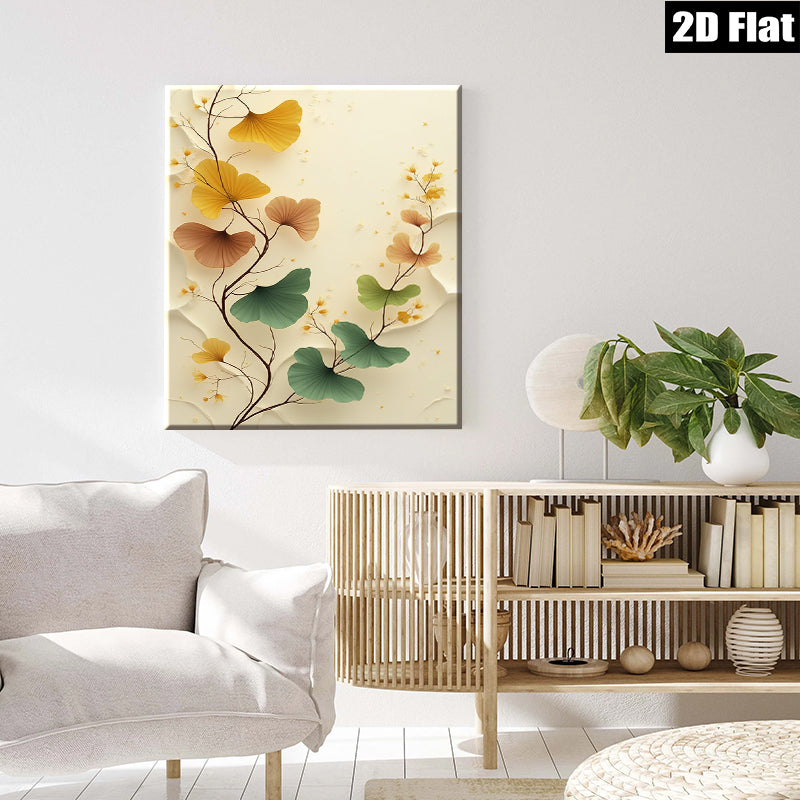 2D flat 1pc Botanical Wall Art Delicate Greenery Branch Design Modern Farmhouse Living Room Bedroom Decor Canvas Prints Ready to Hang Gallery Wrapped