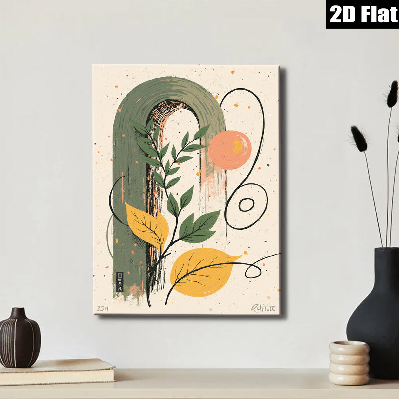 2D flat 1pc Botanical Wall Art Modern Minimalist Greenery Decor Living Room Bedroom Gallery Wrapped Canvas Print Farmhouse Style Home D��cor