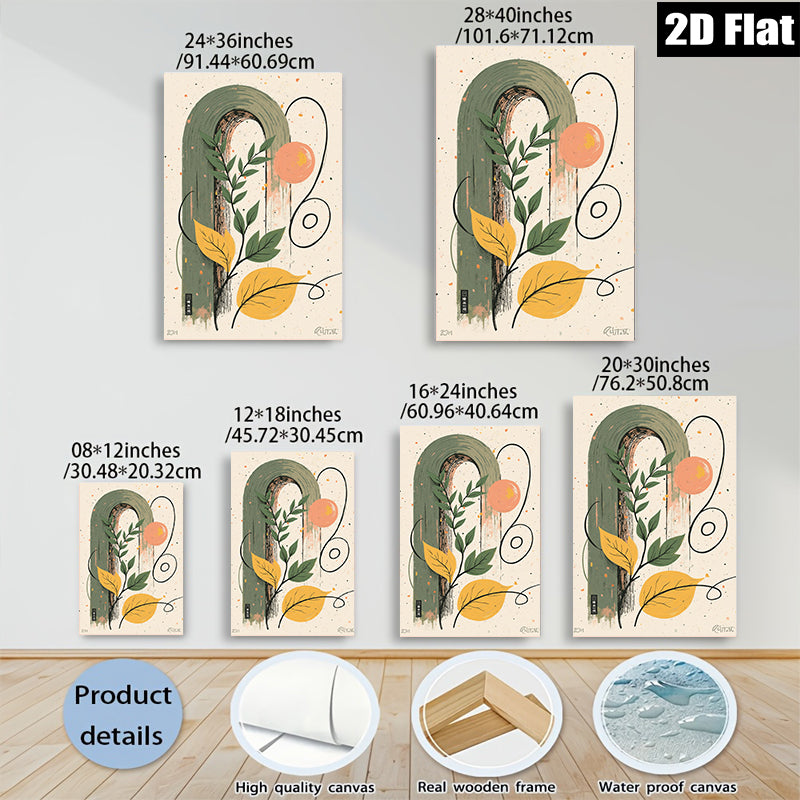 2D flat 1pc Botanical Wall Art Modern Minimalist Greenery Decor Living Room Bedroom Gallery Wrapped Canvas Print Farmhouse Style Home D��cor