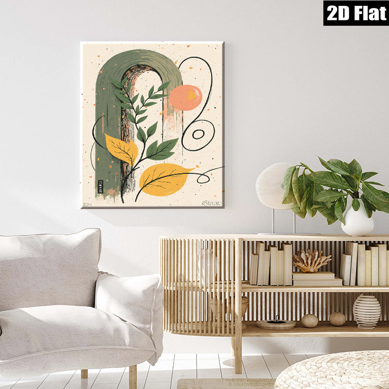 2D flat 1pc Botanical Wall Art Modern Minimalist Greenery Decor Living Room Bedroom Gallery Wrapped Canvas Print Farmhouse Style Home D��cor
