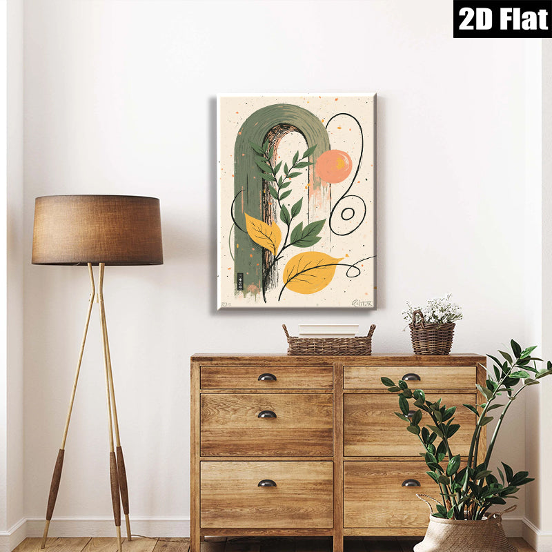 2D flat 1pc Botanical Wall Art Modern Minimalist Greenery Decor Living Room Bedroom Gallery Wrapped Canvas Print Farmhouse Style Home D��cor