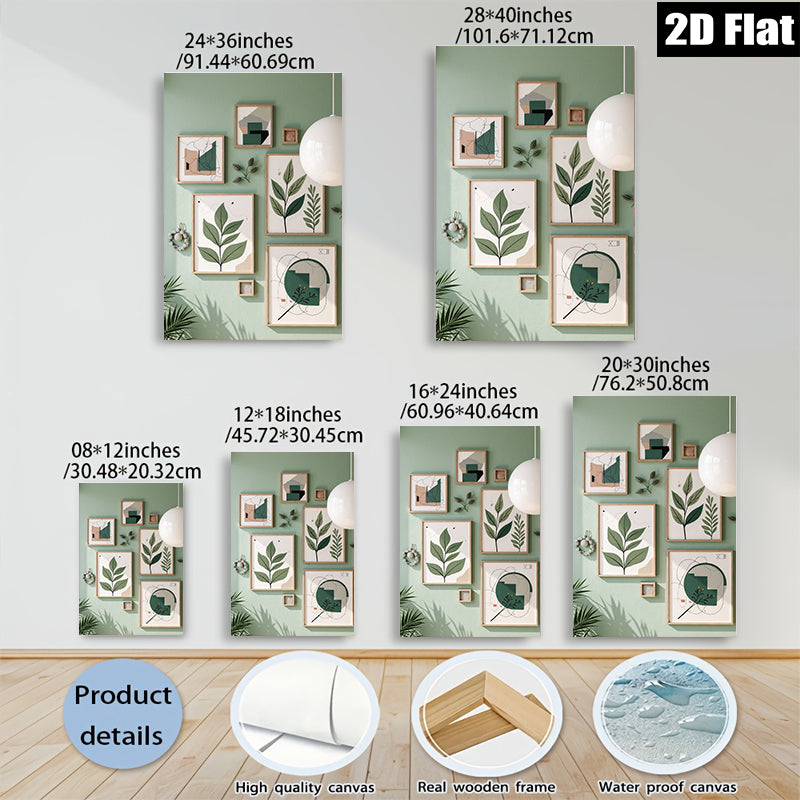 2D flat 1pc Botanical Wall Art Prints Greenery Leaves Modern Farmhouse Decor Living Room Bedroom Gallery Wall Art Canvas Prints Home Decor