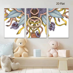 2D flat 1pc Botanical floral artwork vibrant wildflower bloom gallery wall decor living room bedroom office farmhouse style modern minimalist