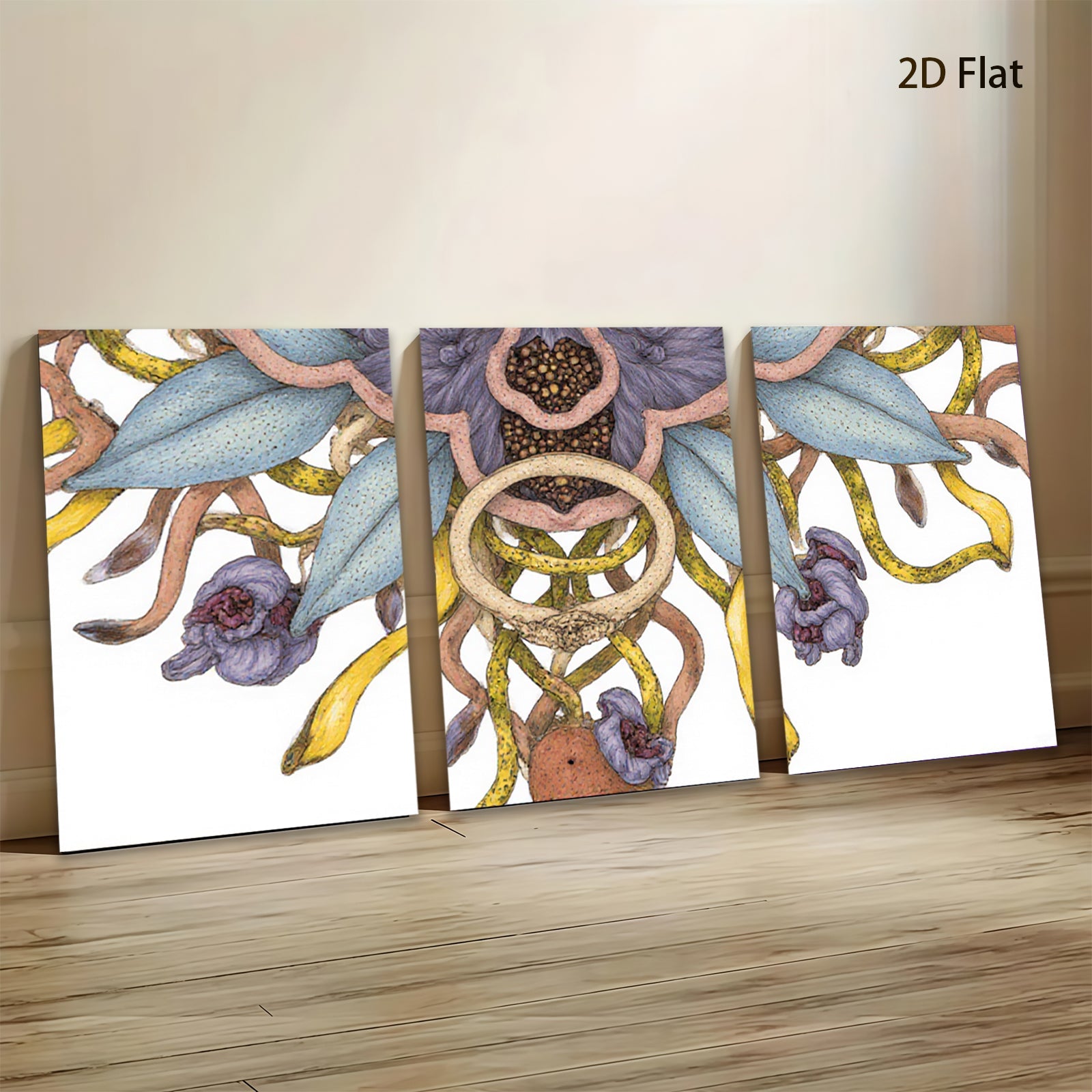 2D flat 1pc Botanical floral artwork vibrant wildflower bloom gallery wall decor living room bedroom office farmhouse style modern minimalist
