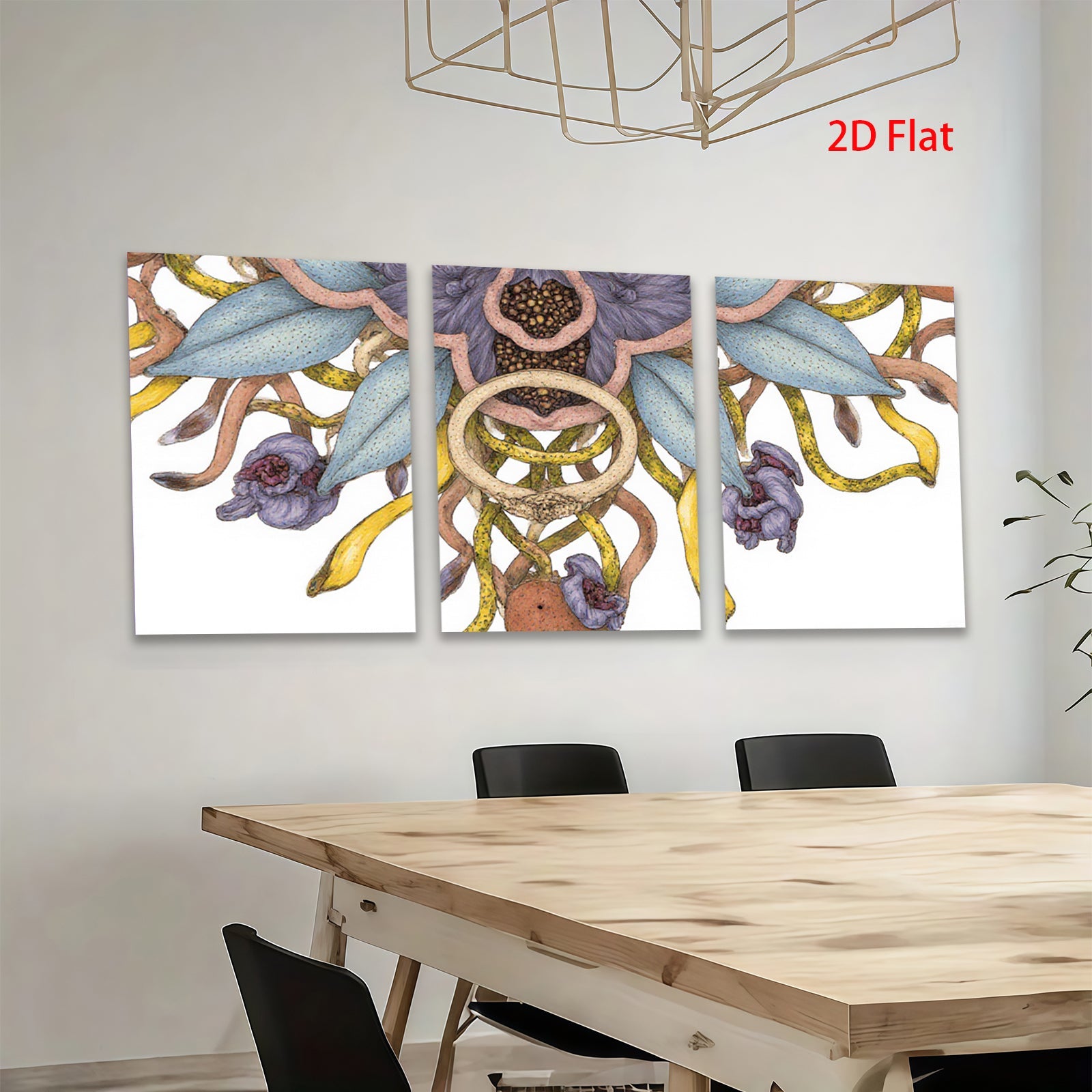 2D flat 1pc Botanical floral artwork vibrant wildflower bloom gallery wall decor living room bedroom office farmhouse style modern minimalist