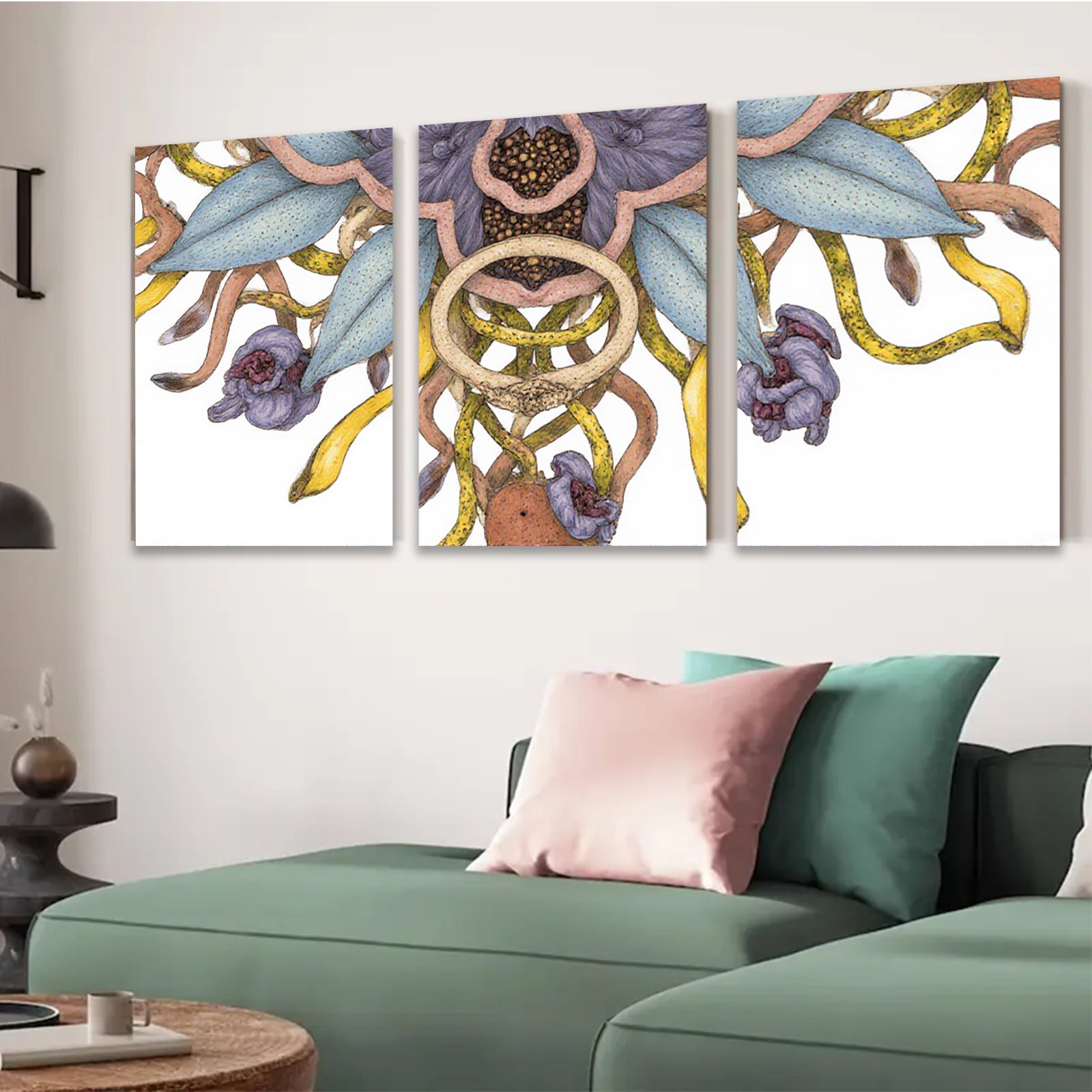2D flat 1pc Botanical floral artwork vibrant wildflower bloom gallery wall decor living room bedroom office farmhouse style modern minimalist