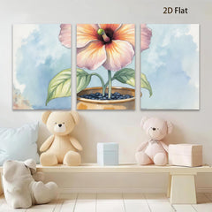 2D flat 1pc Botanical floral potted plant art wall decor living room bedroom farmhouse style modern minimalist canvas prints