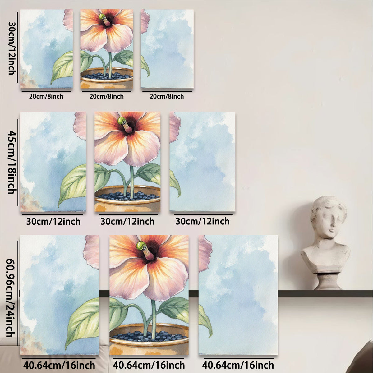 2D flat 1pc Botanical floral potted plant art wall decor living room bedroom farmhouse style modern minimalist canvas prints