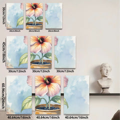 2D flat 1pc Botanical floral potted plant art wall decor living room bedroom farmhouse style modern minimalist canvas prints