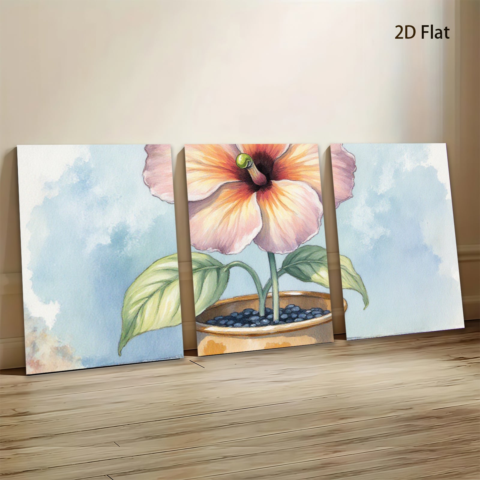 2D flat 1pc Botanical floral potted plant art wall decor living room bedroom farmhouse style modern minimalist canvas prints