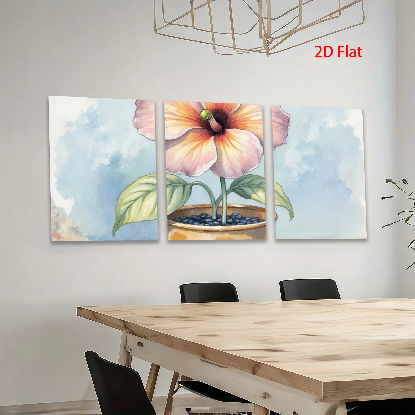 2D flat 1pc Botanical floral potted plant art wall decor living room bedroom farmhouse style modern minimalist canvas prints