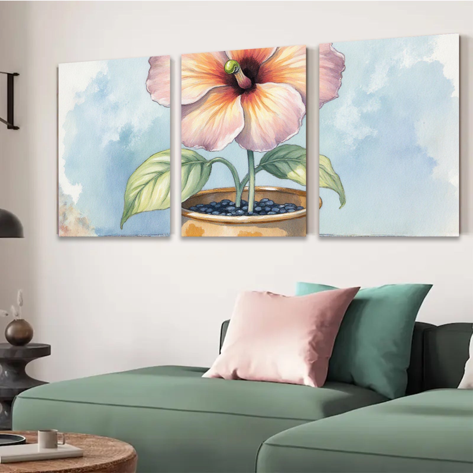 2D flat 1pc Botanical floral potted plant art wall decor living room bedroom farmhouse style modern minimalist canvas prints