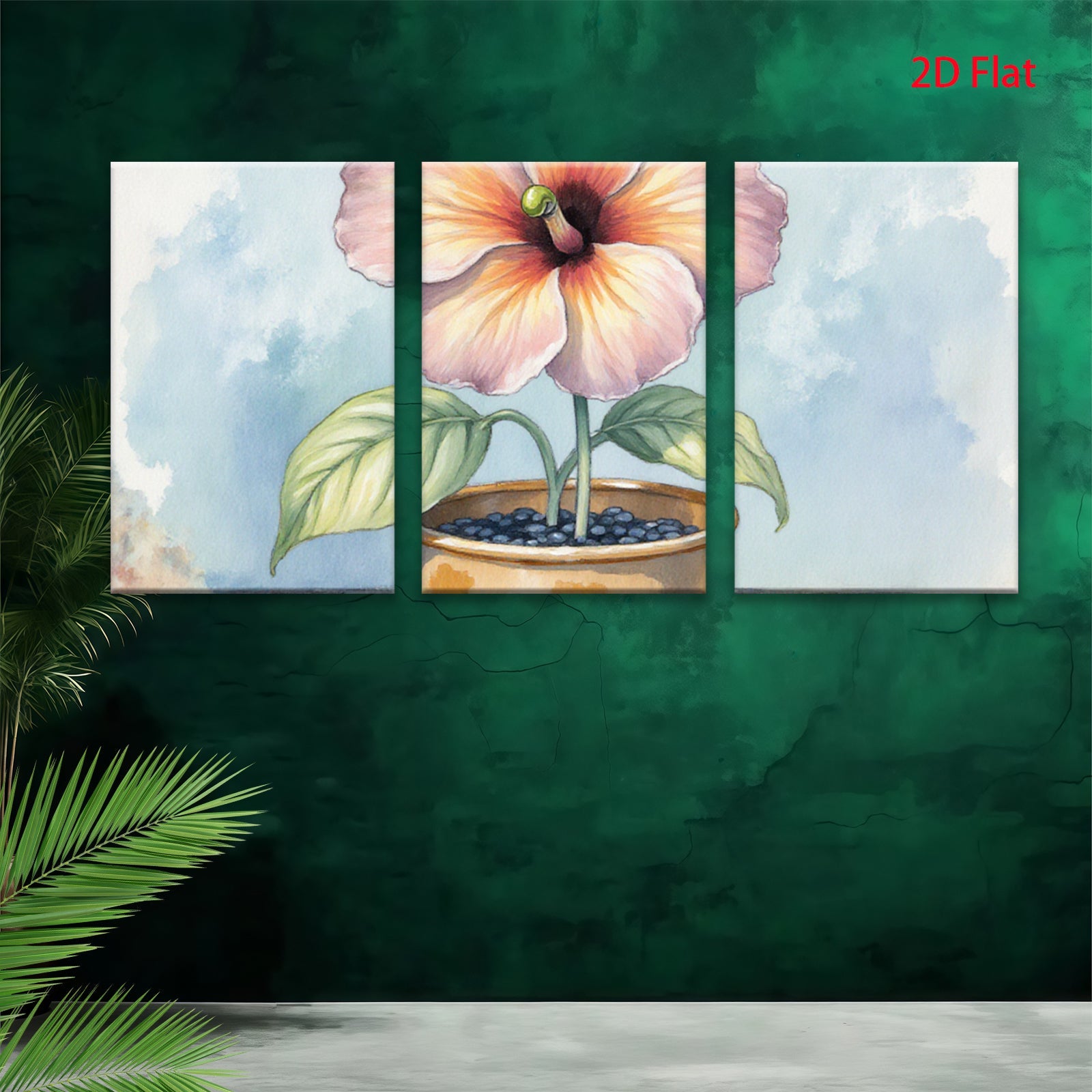 2D flat 1pc Botanical floral potted plant art wall decor living room bedroom farmhouse style modern minimalist canvas prints