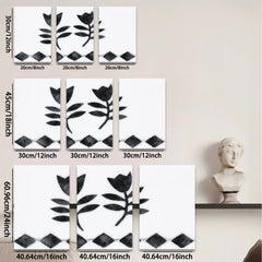 2D flat 1pc Botanical floral wall art decor minimalist black stems farmhouse living room bedroom gallery wrapped canvas print modern aesthetic