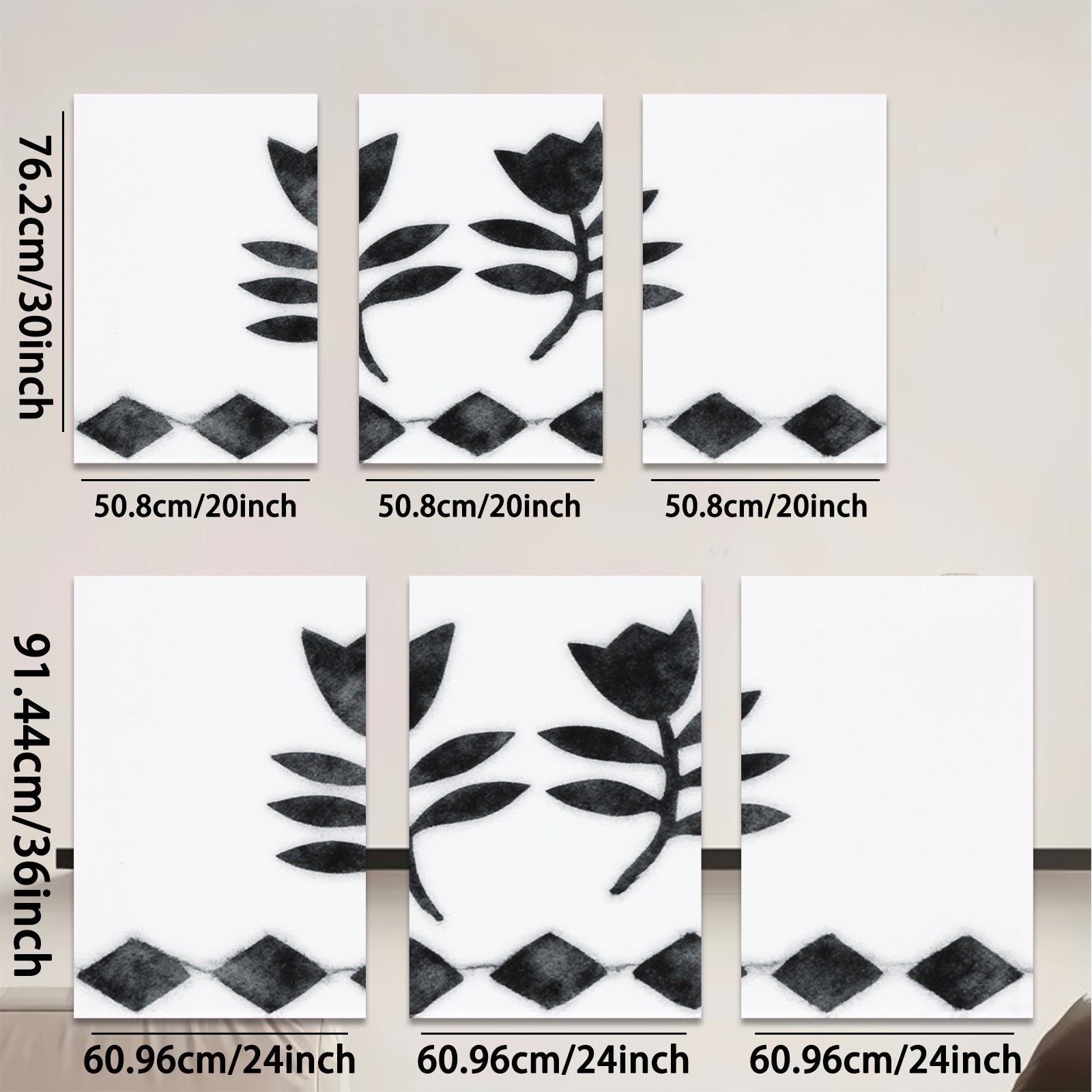 2D flat 1pc Botanical floral wall art decor minimalist black stems farmhouse living room bedroom gallery wrapped canvas print modern aesthetic