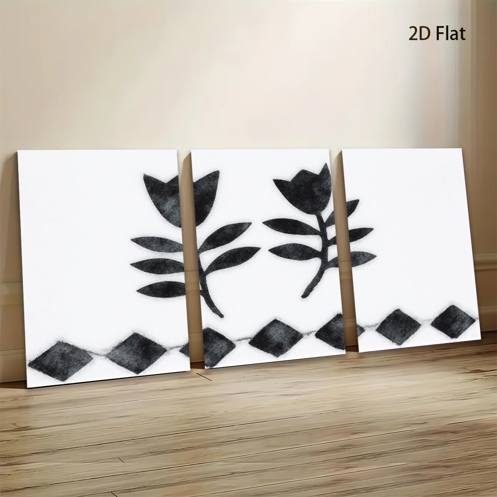 2D flat 1pc Botanical floral wall art decor minimalist black stems farmhouse living room bedroom gallery wrapped canvas print modern aesthetic