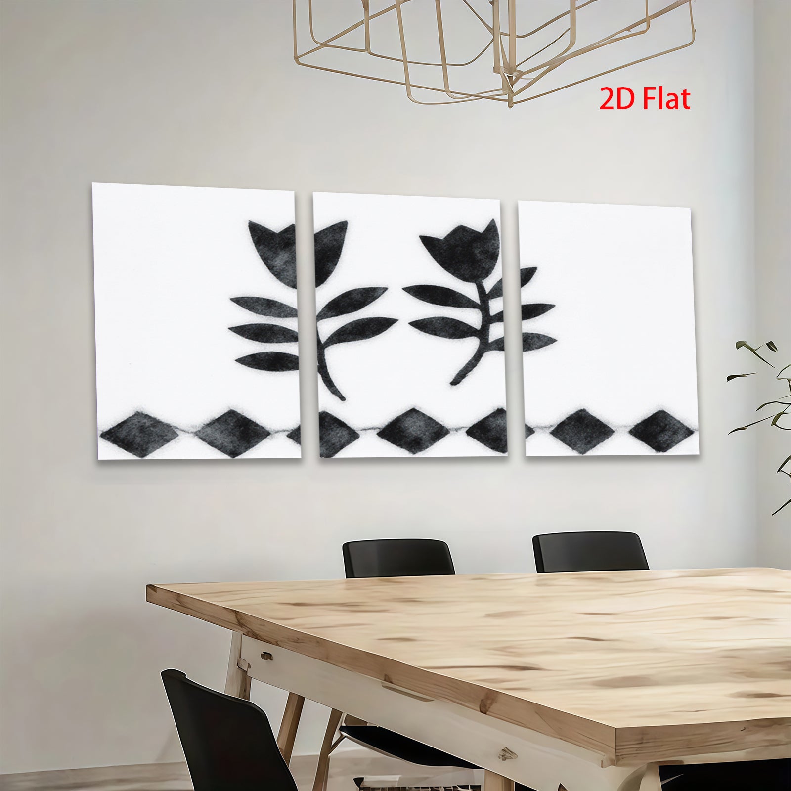2D flat 1pc Botanical floral wall art decor minimalist black stems farmhouse living room bedroom gallery wrapped canvas print modern aesthetic