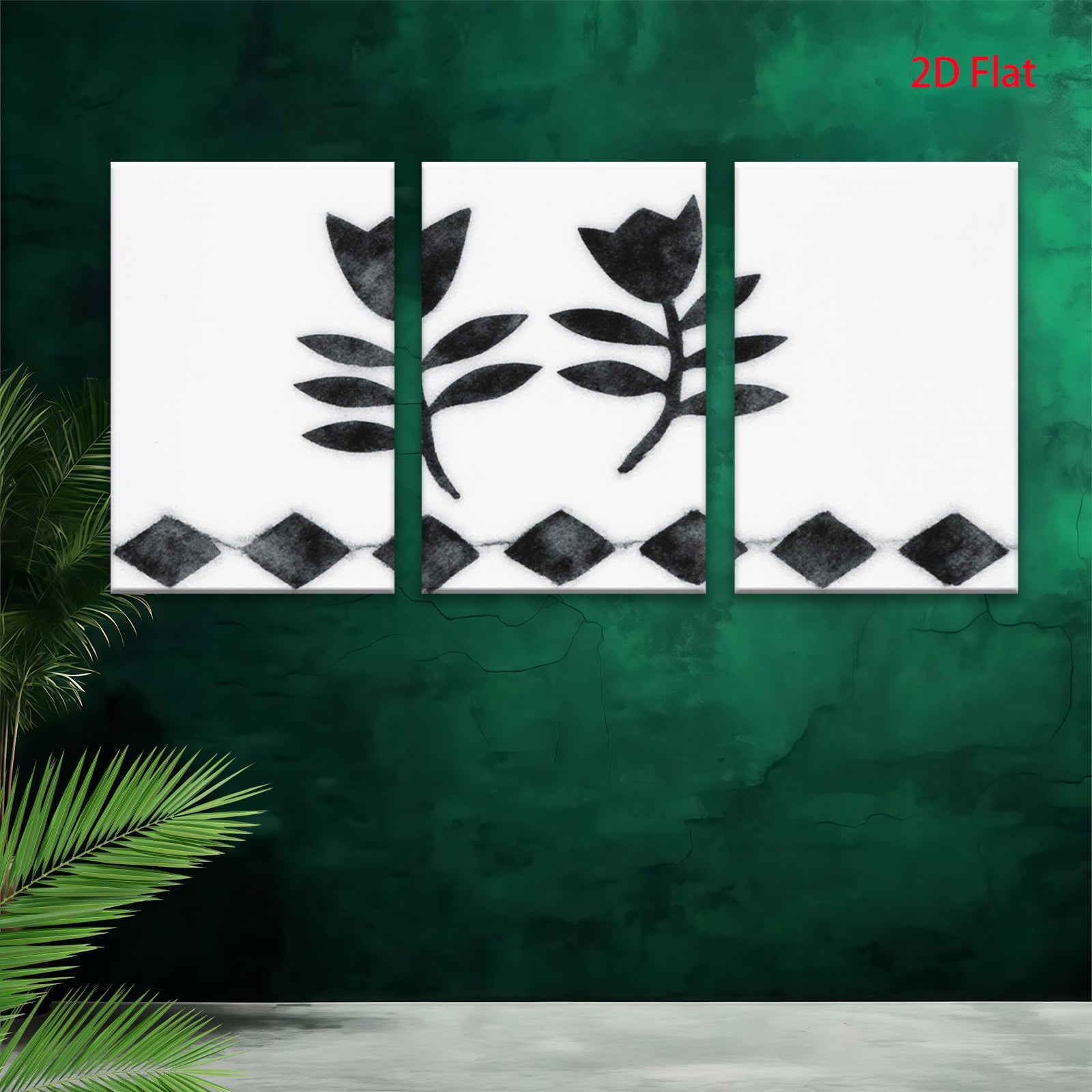 2D flat 1pc Botanical floral wall art decor minimalist black stems farmhouse living room bedroom gallery wrapped canvas print modern aesthetic