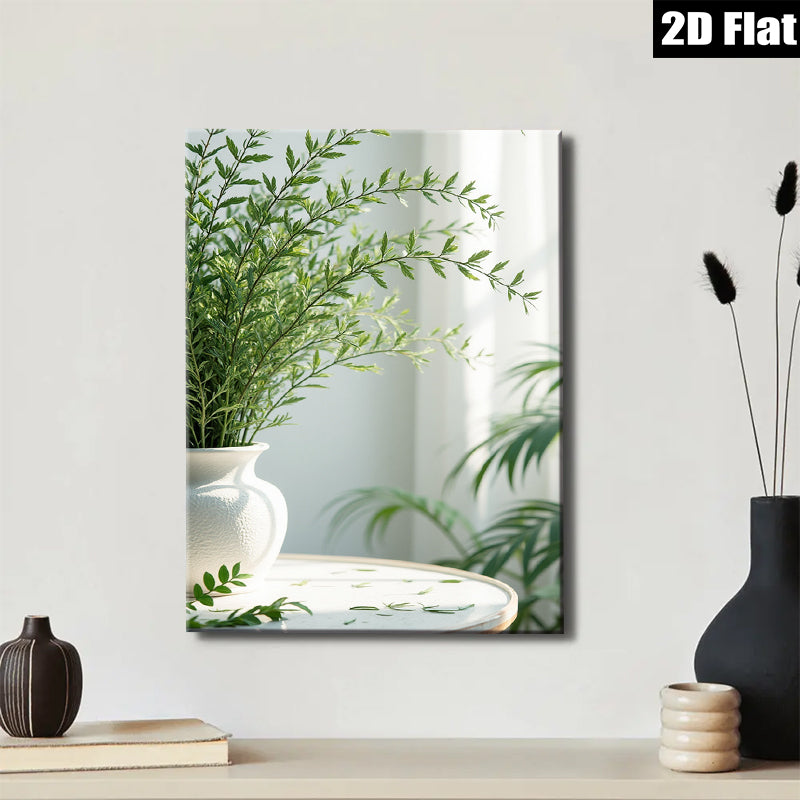 2D flat 1pc Botanical vase still life serene home wall art living room bedroom decor farmhouse style gallery wrapped canvas print modern minimalist aesthetic