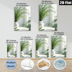 2D flat 1pc Botanical vase still life serene home wall art living room bedroom decor farmhouse style gallery wrapped canvas print modern minimalist aesthetic
