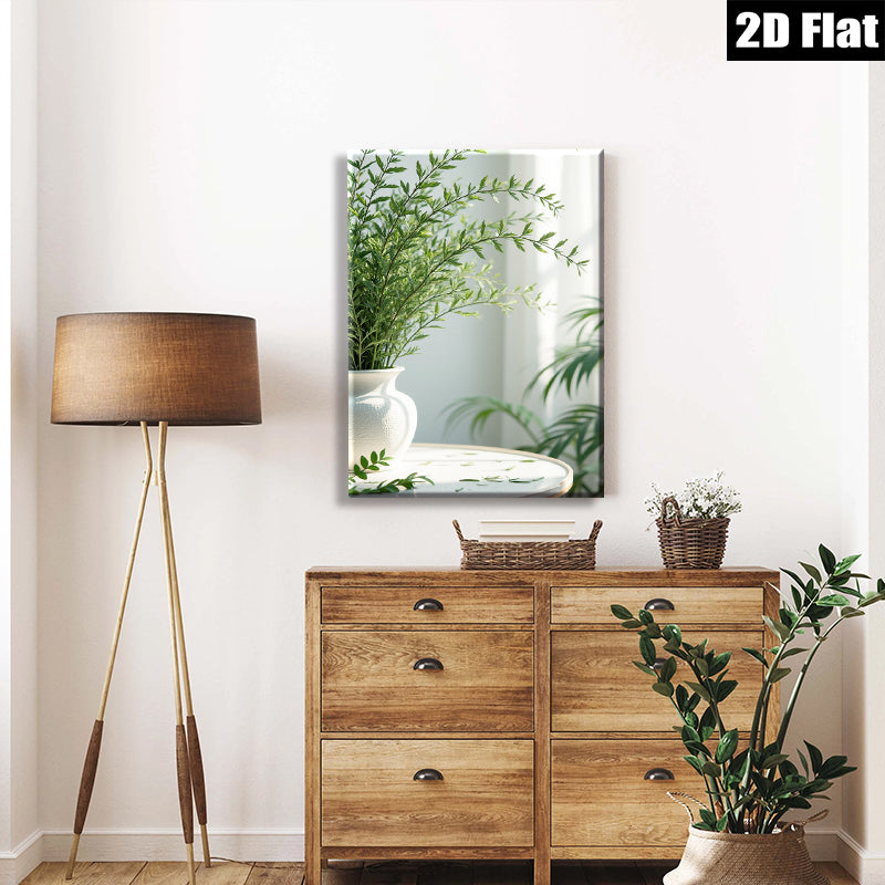 2D flat 1pc Botanical vase still life serene home wall art living room bedroom decor farmhouse style gallery wrapped canvas print modern minimalist aesthetic