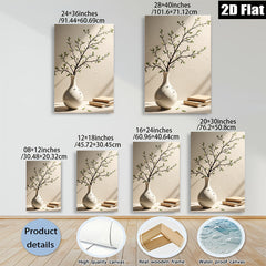 2D flat 1pc Botanical vase with books farmhouse wall art living room bedroom decor modern minimalist gallery wrapped canvas print