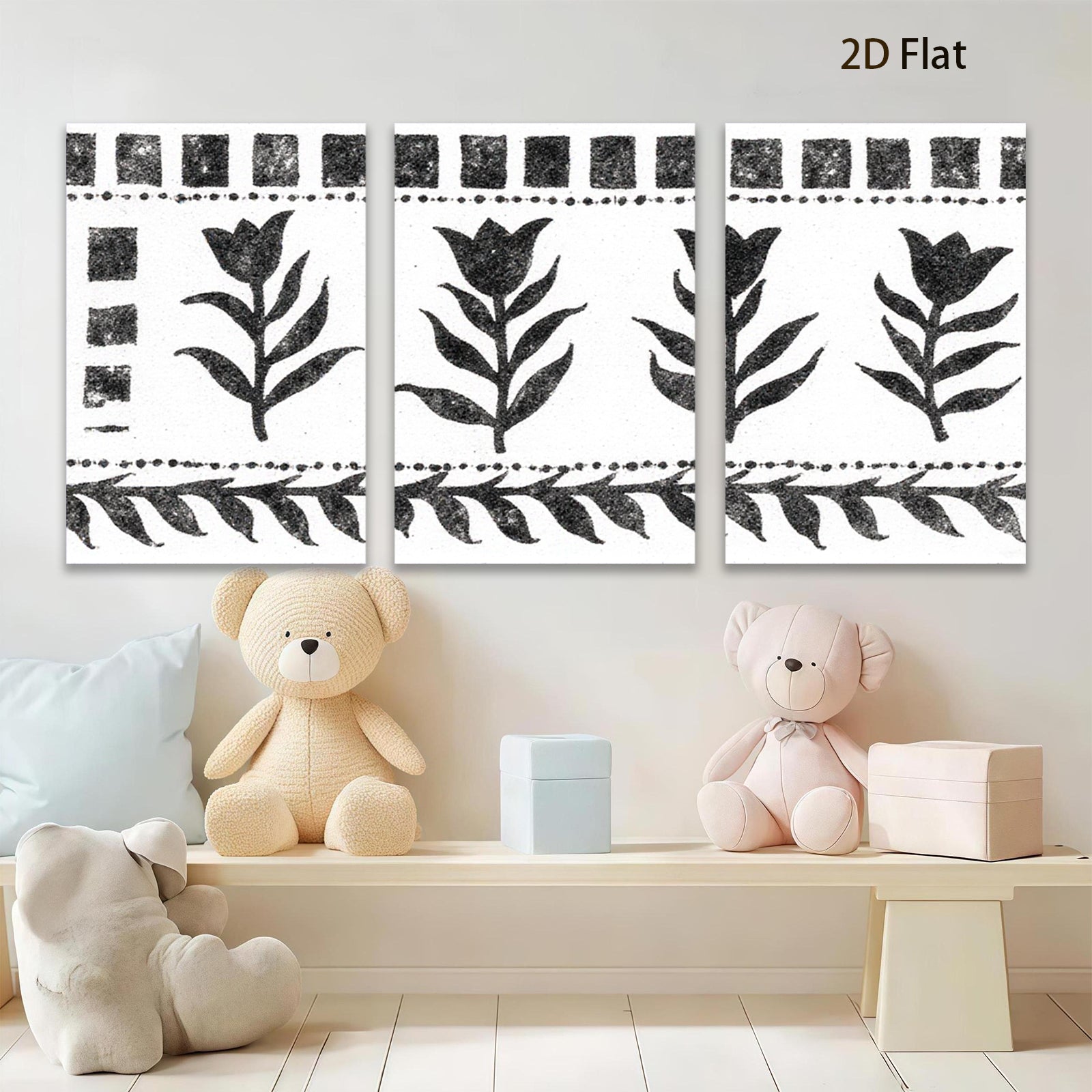 2D flat 1pc Botanical wall art print minimalist floral design farmhouse decor living room bedroom gallery wrapped canvas modern aesthetic