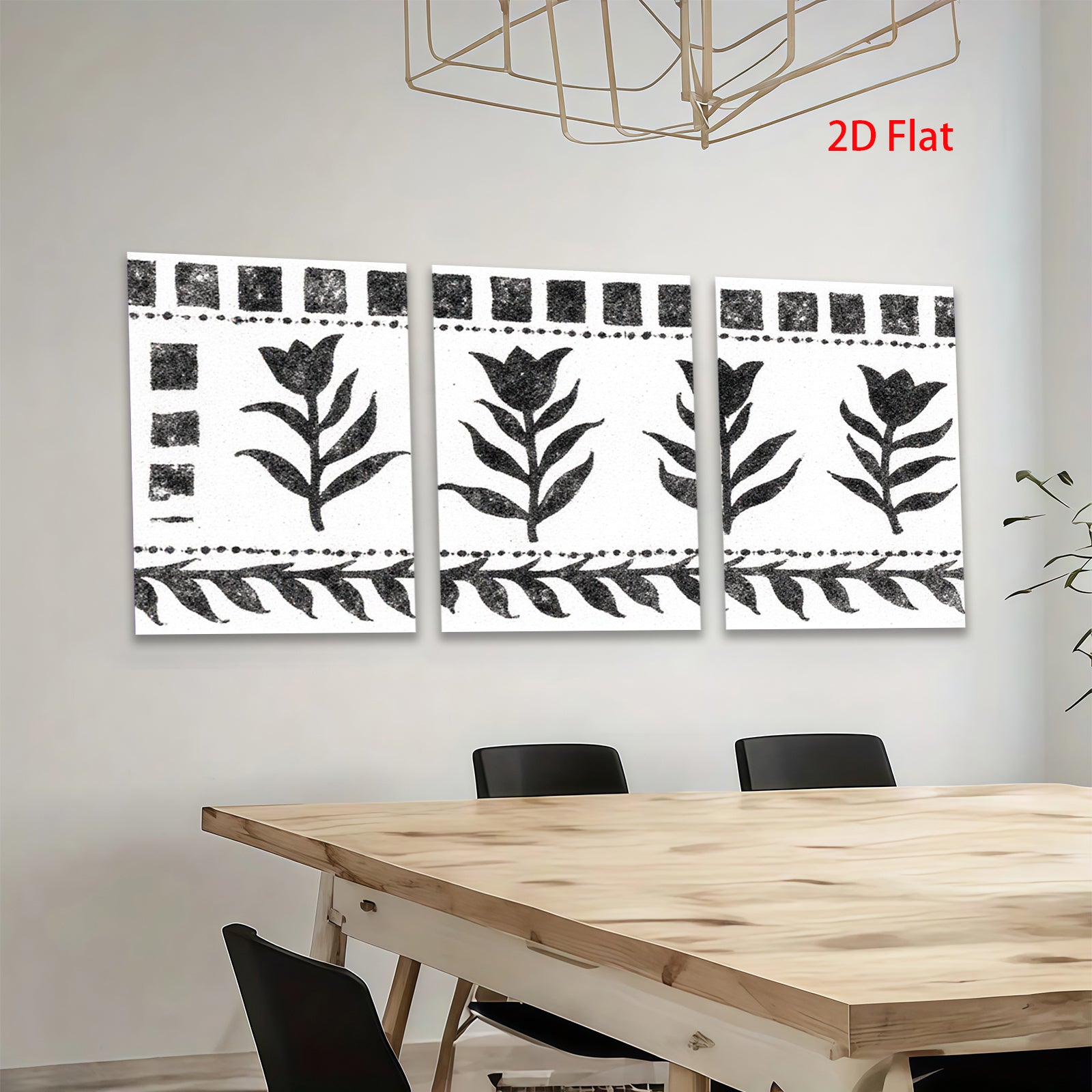 2D flat 1pc Botanical wall art print minimalist floral design farmhouse decor living room bedroom gallery wrapped canvas modern aesthetic