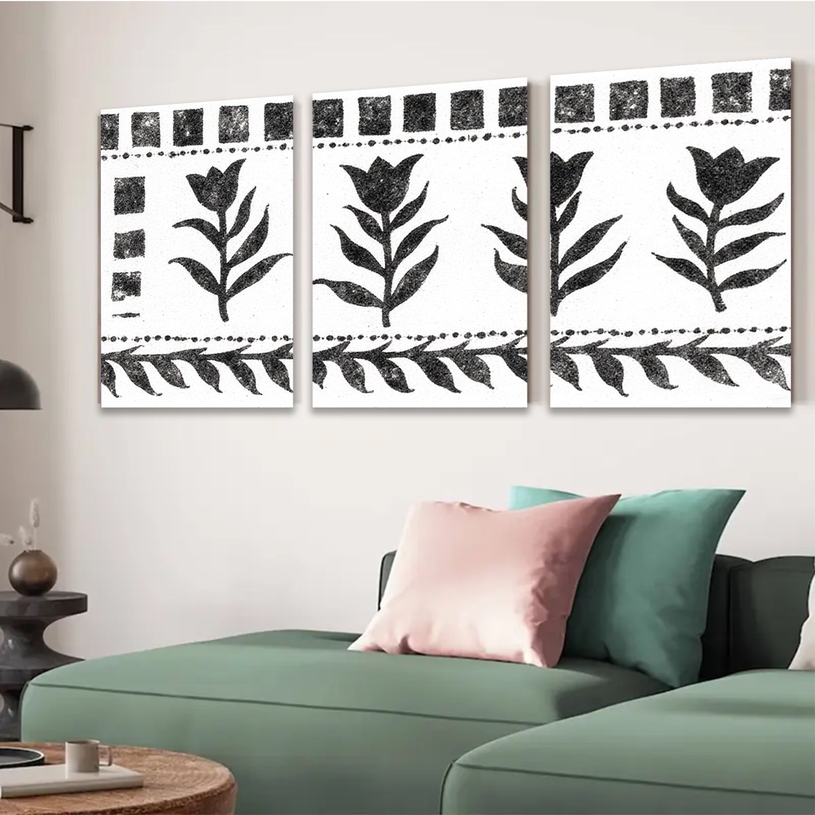 2D flat 1pc Botanical wall art print minimalist floral design farmhouse decor living room bedroom gallery wrapped canvas modern aesthetic