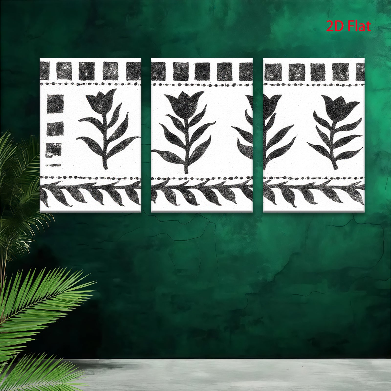 2D flat 1pc Botanical wall art print minimalist floral design farmhouse decor living room bedroom gallery wrapped canvas modern aesthetic