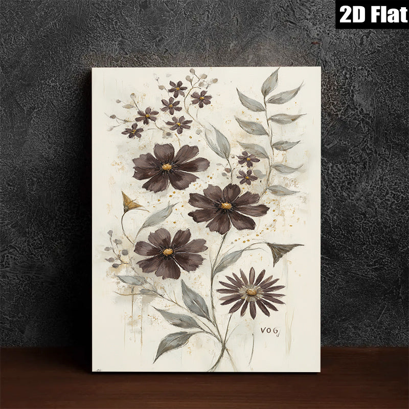 2D flat 1pc Botanical wildflower sketch wall art prints for living room bedroom farmhouse decor modern gallery wrapped canvas prints