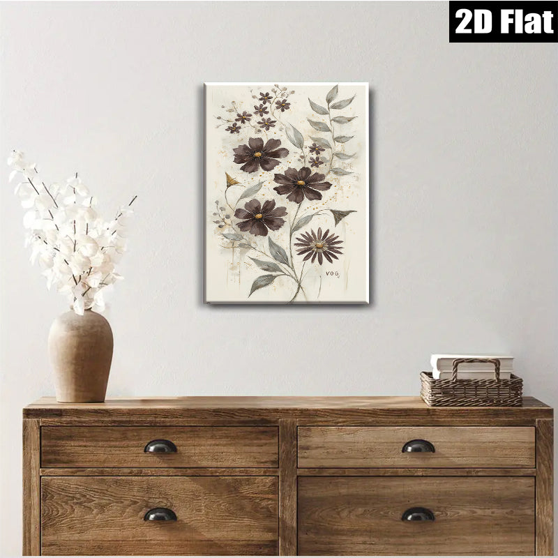 2D flat 1pc Botanical wildflower sketch wall art prints for living room bedroom farmhouse decor modern gallery wrapped canvas prints