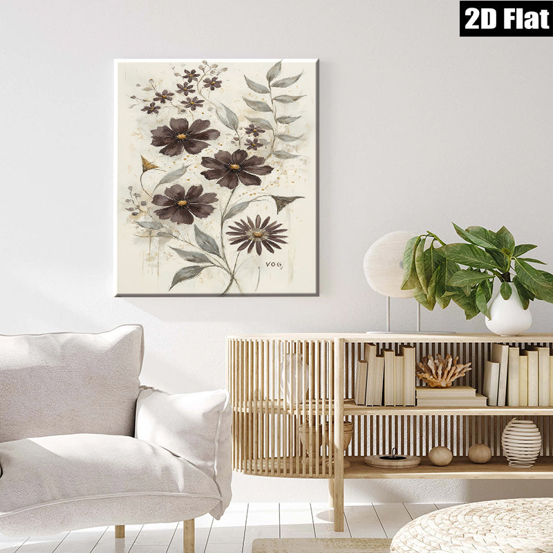 2D flat 1pc Botanical wildflower sketch wall art prints for living room bedroom farmhouse decor modern gallery wrapped canvas prints