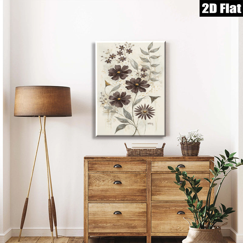 2D flat 1pc Botanical wildflower sketch wall art prints for living room bedroom farmhouse decor modern gallery wrapped canvas prints