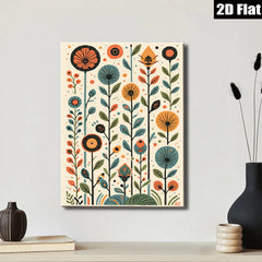 2D flat 1pc Botanical wildflower stems vibrant colorful wall art modern farmhouse living room bedroom decor gallery wrapped canvas print