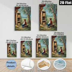 2D flat 1pc Boy Resting by Buckets Countryside View Farmhouse Wall Decor Living Room Bedroom Art Canvas Prints Rustic Home Décor Modern Gallery Wrapped
