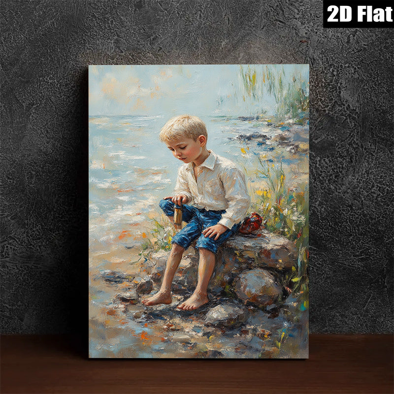 2D flat 1pc Boy by Lakeside Reflective Summer Day Wall Art Decor for Living Room Bedroom Coastal Farmhouse Aesthetic