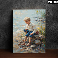 2D flat 1pc Boy by Lakeside Reflective Summer Day Wall Art Decor for Living Room Bedroom Coastal Farmhouse Aesthetic