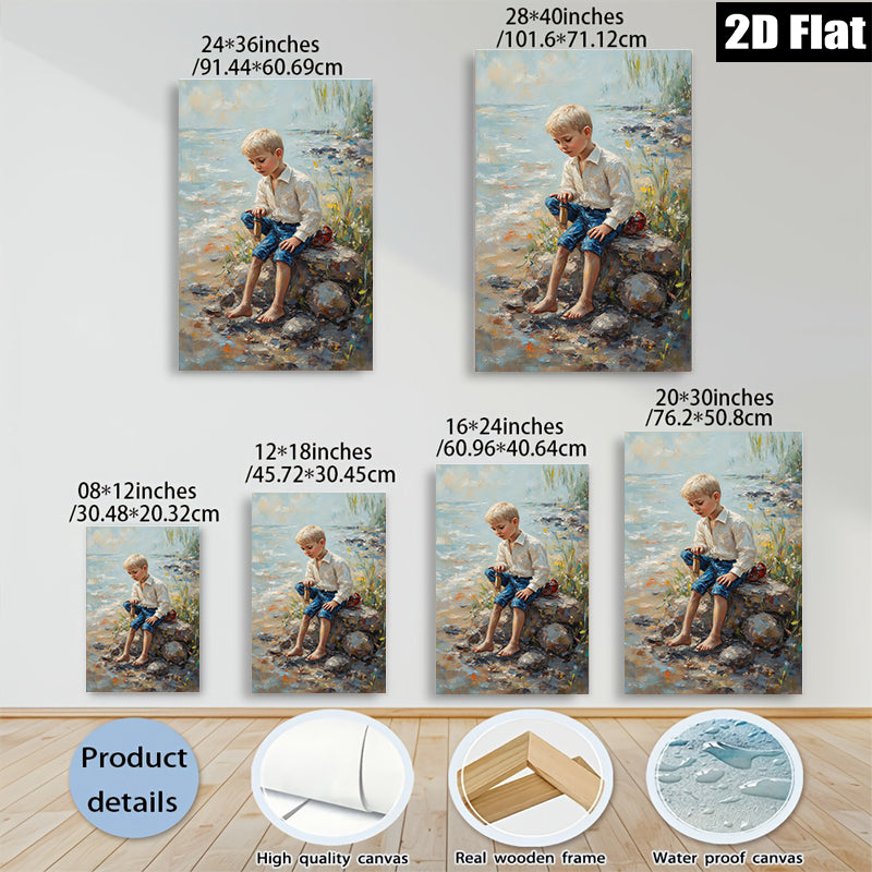 2D flat 1pc Boy by Lakeside Reflective Summer Day Wall Art Decor for Living Room Bedroom Coastal Farmhouse Aesthetic