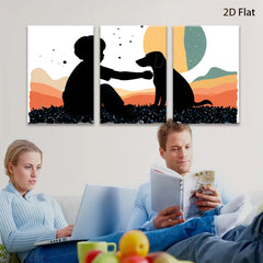 2D flat 1pc Boy with Dog Silhouette Wall Art Canvas Prints for Living Room Bedroom Home Decor Farmhouse Style Modern Minimalist Art