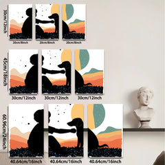 2D flat 1pc Boy with Dog Silhouette Wall Art Canvas Prints for Living Room Bedroom Home Decor Farmhouse Style Modern Minimalist Art