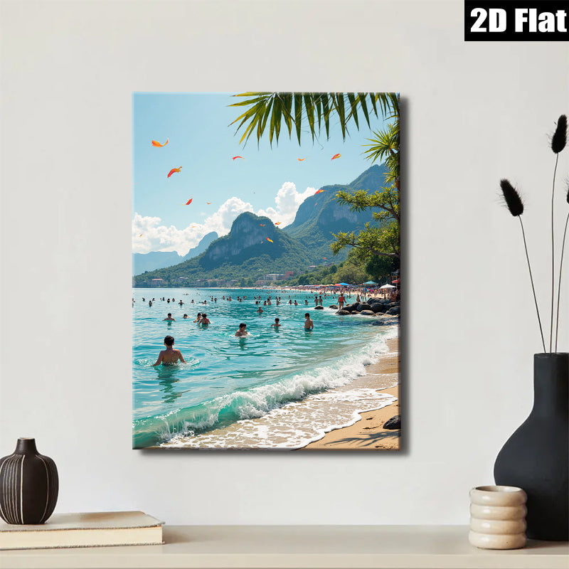 2D flat 1pc Brazil beach scene vibrant coastal waters perfect for living room bedroom gallery wall modern farmhouse decor