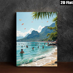 2D flat 1pc Brazil beach scene vibrant coastal waters perfect for living room bedroom gallery wall modern farmhouse decor