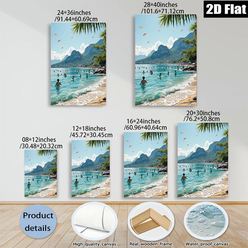 2D flat 1pc Brazil beach scene vibrant coastal waters perfect for living room bedroom gallery wall modern farmhouse decor