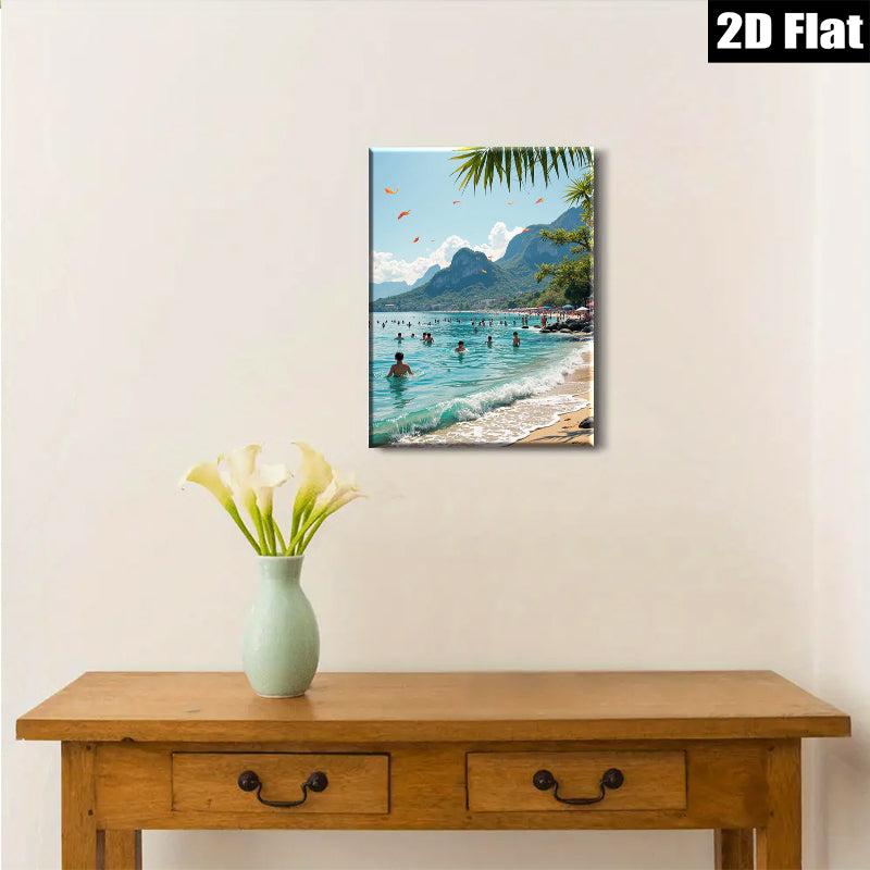 2D flat 1pc Brazil beach scene vibrant coastal waters perfect for living room bedroom gallery wall modern farmhouse decor